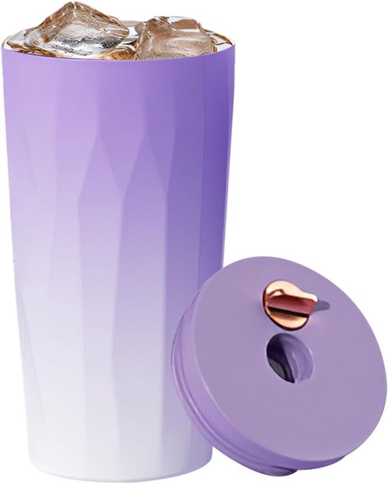 Auslaufsicherer Reisebecher, Isolierter Reisebecher Automatischer Trinkhalmbecher Aus Edelstahl Vakuum-reisebecher, 18 X 7 Cm