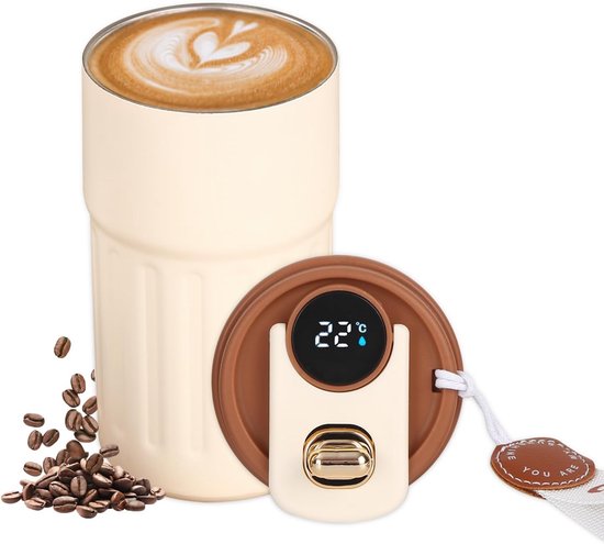 Vakuumisolierter Edelstahlbecher, Kaffeebecher, Coffee To Go Becher Mit Led Temperaturanzeige, Auslaufsicher, Becher Mit Deckel, Hält Heiß Und Ka