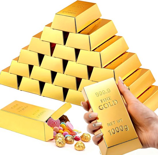 Geschenkboxen (24er Pack) Geschenkboxen In Form Von Künstlichen Goldbarren Quadratische Papierboxen Einfach Zusammenzubauen Geschenkbox Für Hobby