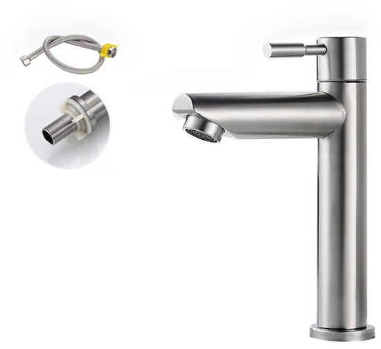 Einzel Kaltwasserhahn Aus Edelstahl Badezimmer Küchenarmatur Aus Metall Modernes Design Pflegeleicht Einfache Installation Wohnaccessoires Inklus