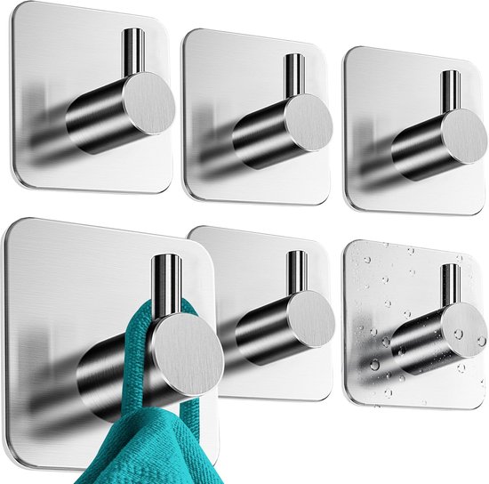 Bohrfreies Handtuchhalter-set 6-teilig Handtuchhaken Edelstahl Klassisch Funktionale Haken Selbstklebend Starke Klebehaken Als Stilvolle