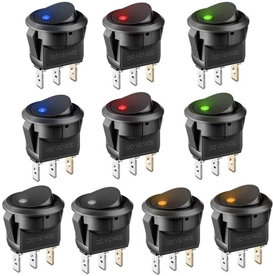 10 Stück Beleuchtete 12v Wippschalter Dc 20a Ein/aus Taster