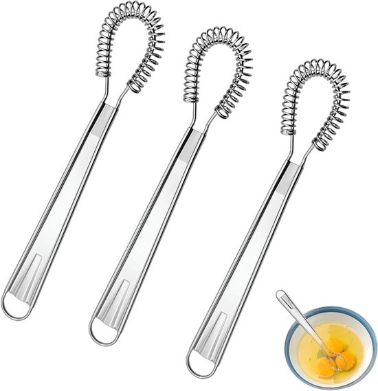 Spiralrührset – Mini-schneebesen Aus Edelstahl – Küchenutensilien – Spiralförmiges Design – 21 Cm – Silberfarben