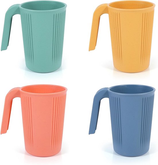 4 Stoßfeste Kunststoffbecher Wiederverwendbare Kaffeebecher Mit Henkel Für Erwachsene Und Kinder Geeignet Für Heiße Und Kalte Getränke Wie Milch