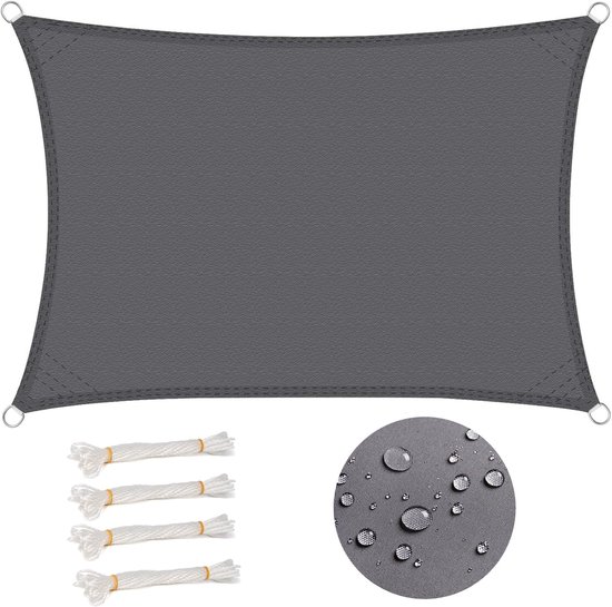 Rechteckiges Schattierungstuch 3x4 M, Wasserdicht (93% Uv Beständig), Winddicht, Aus Polyester Mit Uv Schutz, Für Garten, Terrasse Und Camping, G