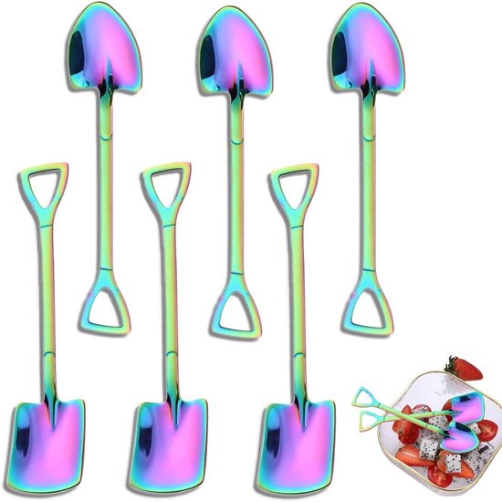 Kreative Edelstahl-schöpflöffel Für Wassermelone, Eiscreme, Kaffee Und Desserts – 6er-set Farbenfrohe Löffel