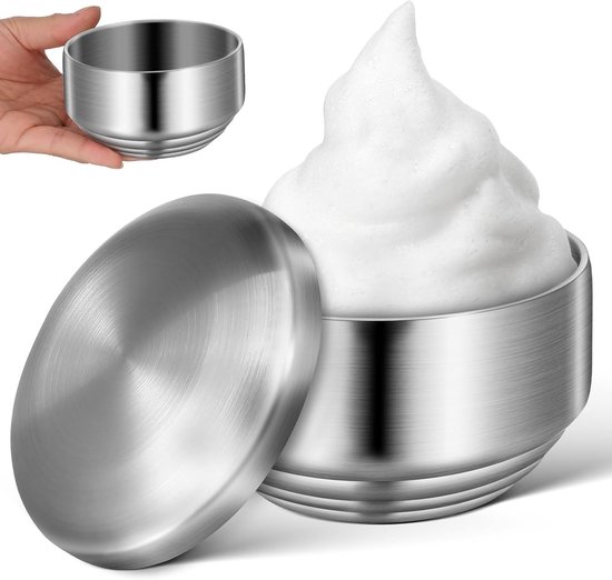 Rasierseifenschale Aus Edelstahl Mit Deckel Für Männer – Ideal Für Rasierschaum Und -creme, Perfektes Badezimmeraccessoire Und Mischwerkzeug