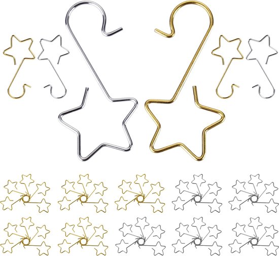 120 Sternförmige Weihnachtsbaumhaken – Aufhängehaken Für Weihnachtskugeln Und -schmuck (silber & Gold)