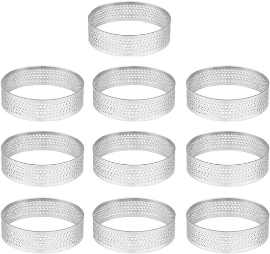 Kuchenringe 10 Stück Kuchenform Edelstahl Kuchenform Mousse-kuchenform Perforierte Kuchenringe Zum Backen Zum Backen Von Muffins Kuchen Und 8 Cm 2 Cm