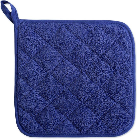 5er Pack Topflappen, Hitzebeständig, Aus Frottee, Zum Kochen Und Backen Dunkelblau 18 X 18 Cm