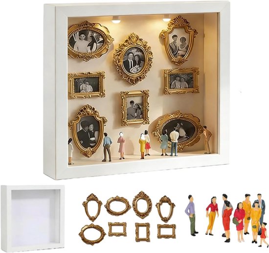 Diy-minifigurenmuseum-set Bilderrahmen Mini-bilderrahmen Mit Led-beleuchtung Vintage-mini-bilderrahmen Enthält 11 Goldene Mini-bilderrahmen Und 8 8