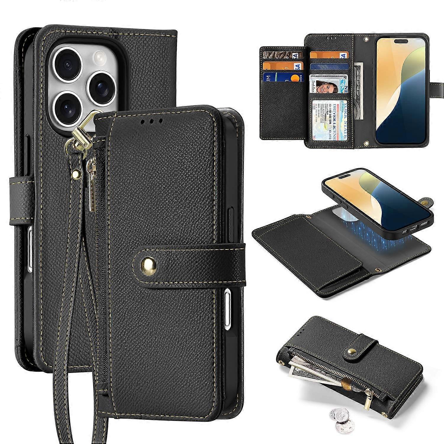 Dux Ducis Lawa Serie Für Iphone 16 Pro Max Magnetische Schutzhülle Aus Rindsleder, Abnehmbare Handyhülle, Mehrfarbig