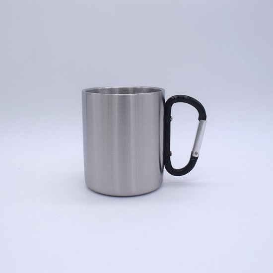 Becher Mit Karabinerhaken Mit Henkel Trinkbecher Doppelwandig 220 Ml Edelstahl Silber