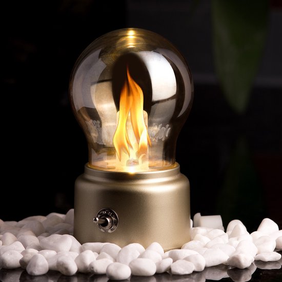 Retro Led Nachtlicht, Nachttischlampe Mit Glühbirne, Wiederaufladbare Retro Nachttischlampe Per Usb (gold)