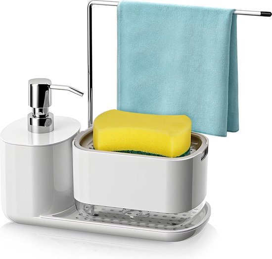 Seifenspender, Küchenset, Spülmittelspender Mit Tuchhalter, 3 In 1 Pumpseifenspender Für Bad, Dusche Und Arbeitsplatte