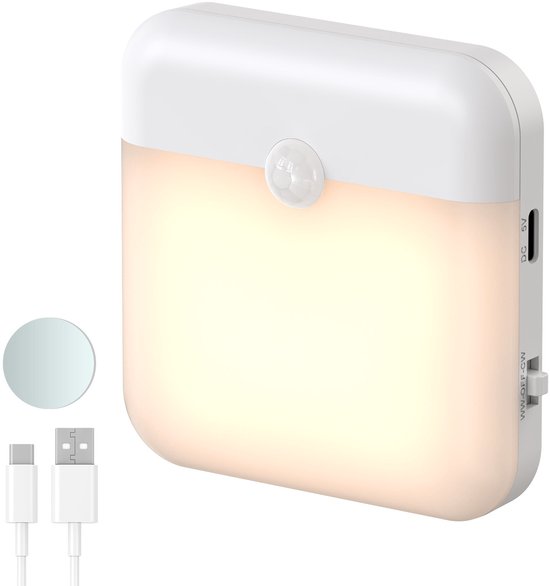 1 Teiliges Led Nachtlicht Mit Bewegungs Und Dämmerungssensor, Wiederaufladbar, Batteriebetrieben, Warmweiß, Für Schlafzimmer, Treppenhaus, Kleide
