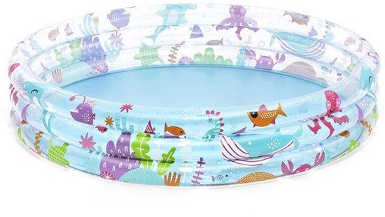 Aufblasbares Kinderbecken, Rundes Planschbecken, Durchmesser 152 Cm, Höhe 30 Cm, Unterwasser Meerestiere Print, Für Kinder Ab 2 Jahren