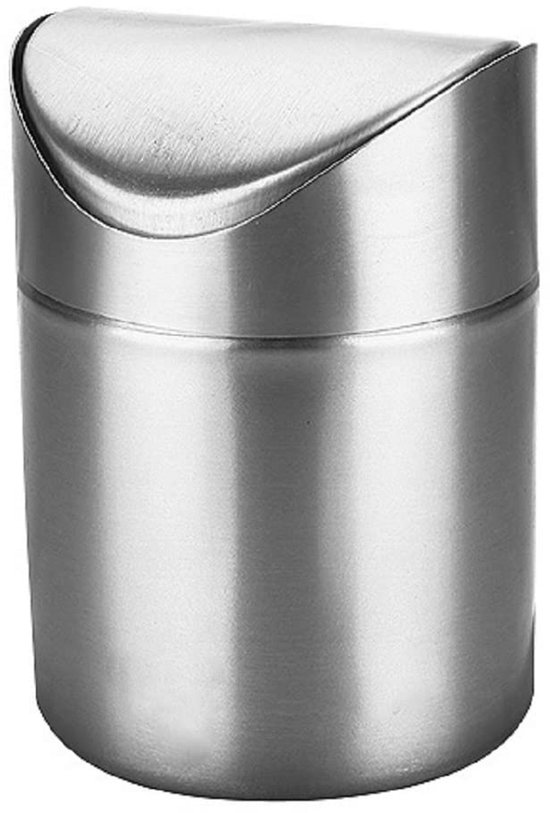 Mini-tischabfalleimer Mit Deckel – Schwingmechanismus Aus Gebürstetem Edelstahl – 12 X 12 X 165 Cm, 15 L – Für Kaffeepads Und Teebeutel