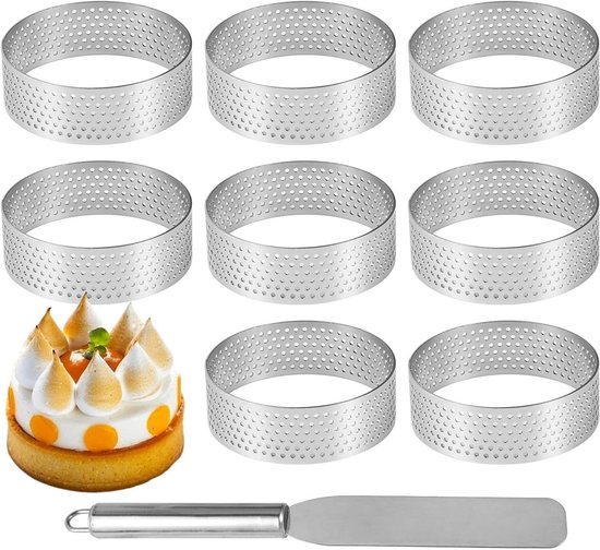Set Mit 8 Dessertringen 6 Cm Runde Mousseformen Mit Löchern, Höhe 2 Cm, Für Kuchen Und Gebäck