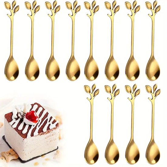 12 Dessertlöffel Aus Edelstahl, Elegante Teelöffel, Mini Kaffeelöffel, Eiskugelportionierer, Kuchenlöffel, Glänzend Und Hochglanzpoliert, Spülmas
