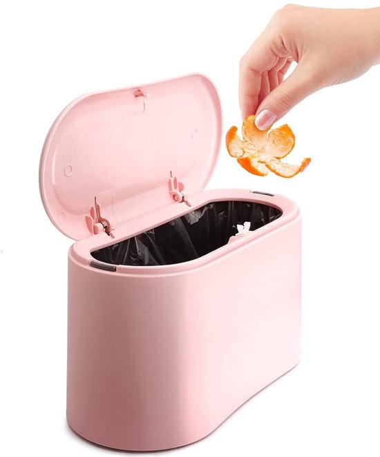 Mülleimer Robust Küchenarbeitsplatten-mülleimer Mini-mülleimer Schreibtisch-mülleimer Tisch-mülleimer Kunststoff-mülleimer Badezimmer-mülleimer Rosa