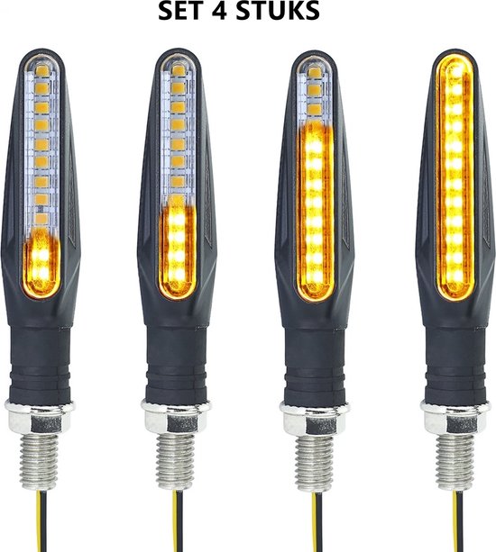 4 Stück Dynamische Led-motorradblinker – Motorrad-blinker – Universell – Biegsam – Dynamisch – Blinklichter – Integriertes Relais – Schutzart Ip68
