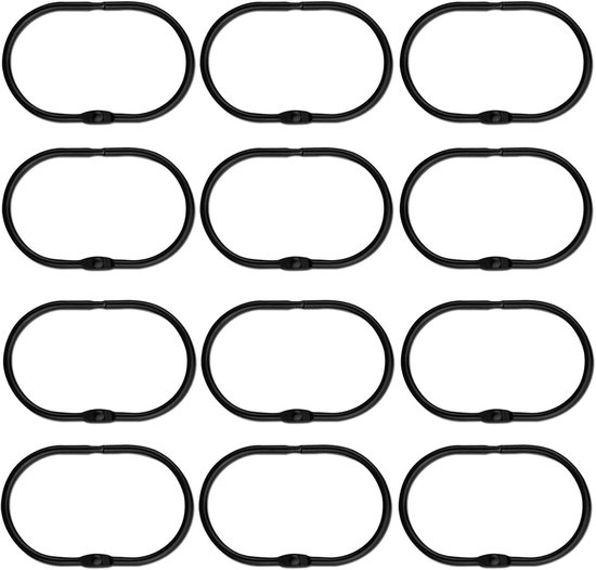 Duschvorhangringe 12 Stück Vorhangringe Duschvorhangring Eisen Vorhangaufhänger Schnappverschluss Für Vorhänge Und Duschvorhänge 3 X 35 Mm Schwar