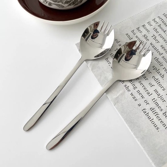 Kreatives Essgeschirr Aus Edelstahl 304, Westlicher Stil: Gabel Und Löffel, Instantnudellöffel, Obstsalatlöffel, 2 Teilig.