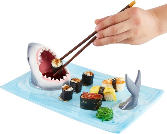 Haifisch-teller Verbesserter 3-in-1-haifisch-sushi-teller Haifisch-sushi-teller Mit Soßenfach Lebensmittelechtes Material Geeignet Für Mikrowelle