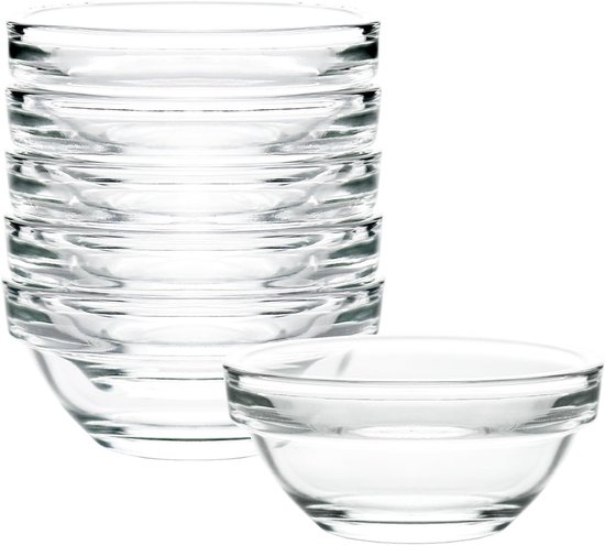 Transparente Glasschälchen (44 Ml), Mini-gewürzschälchen (geeignet Für Salz Und Gewürze), Spülmaschinenfest, Stapelbar, 6er-set