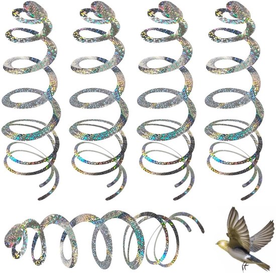 10 Stück Reflektierende Spiralvogelscheuchen, 70 Cm, Taubenabwehr, Vogelabwehr Für Den Außenbereich, Balkon Und Garten, Silberfarben