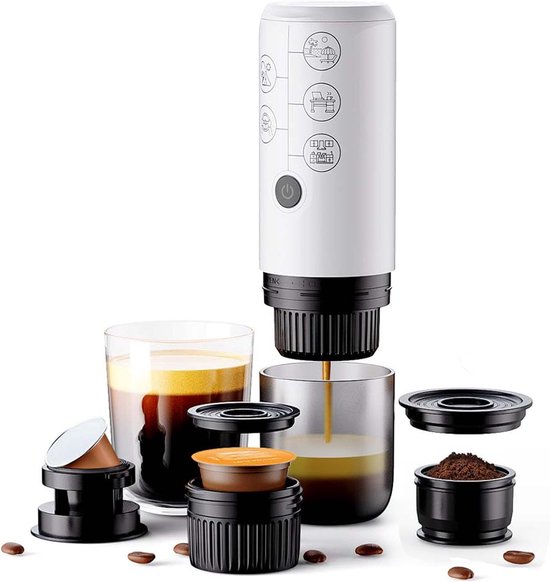 Tragbare, Wiederaufladbare Espressomaschine Für Reisen Und Zuhause, 3-in-1, Kompatibel Mit Kaffeekapseln, Automatischer Kaffeebereiter