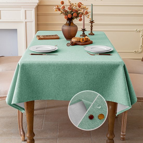 Tischdecke In Leinenoptik, Waschbar, Wasserdicht, Für Esszimmer, Garten, Party, Hochzeit Oder Zuhause, 90 X 150 Cm Meerblau