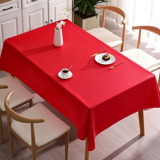Einfache Tischdecke Wasserdicht, Ölbeständig Und Hitzebeständig Pvc Kaffeetischdecke Für Den Innen Und Außenbereich (rot, 140 X 200 Cm)