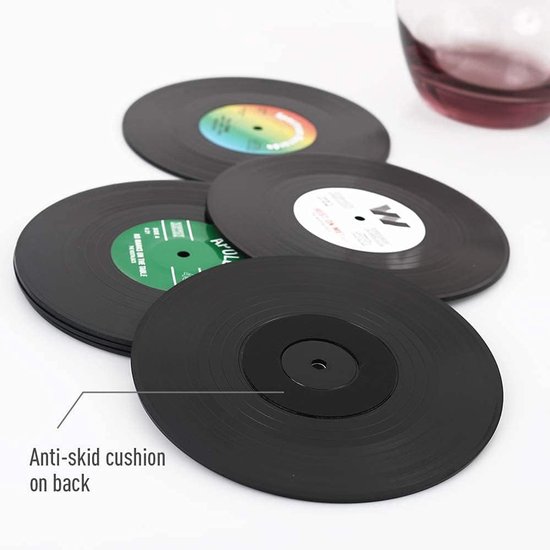Set Mit 6 Untersetzern, 10,4 Cm Retro-schallplatten-untersetzer Für Heiße Und Kalte Getränke, Rutschfester Tischschutz Verhindert Verrutschen