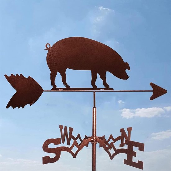 Metallene Wetterfahne Mit Schweine Silhouette In Kupferfarbe Rustikale, Dekorative Wetterfahne Für Garten, Dach Und Außenbereich, Wetterbedingung