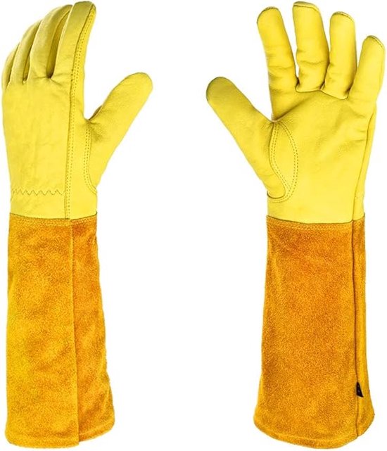1 Paar Gartenhandschuhe Dornenfestes Rindsleder Zum Schneiden Von Rosen Und Brombeeren Langer Unterarmschutz Dornen Und Schnittfeste Lange Leder
