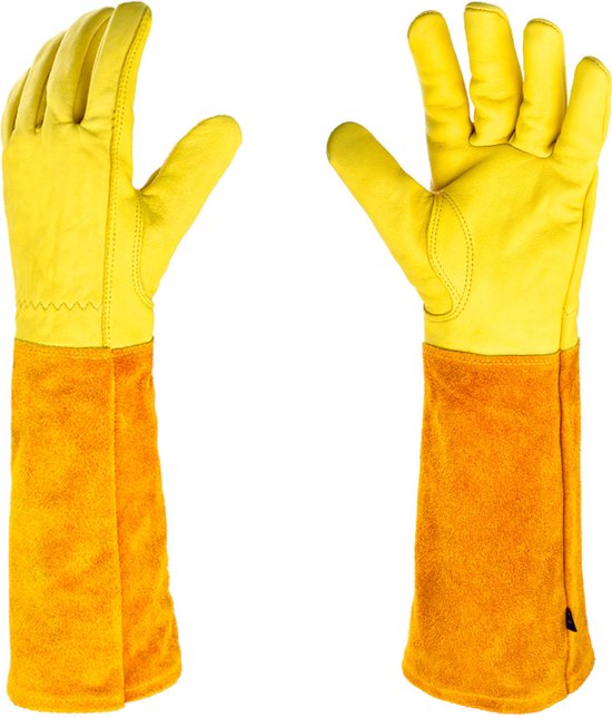 Paar Gartenhandschuhe Dornenfestes Rindsleder Rosen Und Brombeerschnitt Langer Unterarmschutz Stich Und Schnittfest Lederhandschuhe 42 Cm Lang Un
