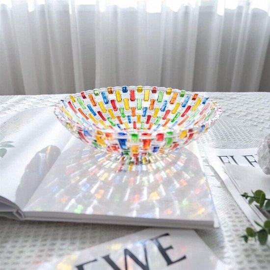 Bunte, Handbemalte Salat Und Obstschale Aus Gewebtem Kristallglas Als Tischdekoration Für Zuhause Und Büro, Auch Als Hochzeitsdekoration Oder Zum