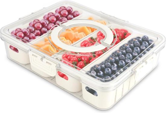 Snackschale Mit Deckel Snackbox Mit Fächern Snackteller Mit 4 Fächern Unterteilte Snackbox Tablett Mit Deckel Snackorganizer Für Süßigkeiten Vega