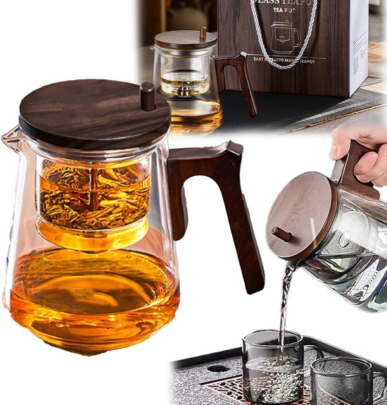 Teekanne Aus Glas Mit Sieb Und Holzgriff, 800 Ml – Hitzebeständig