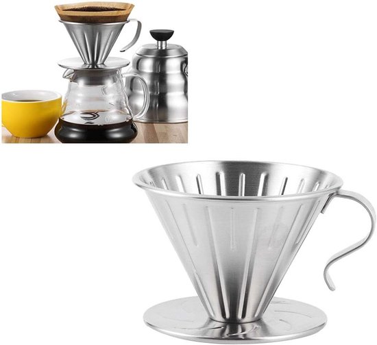 Kaffeefilter Für Pour Over Kaffee Edelstahl Wiederverwendbar Kegelförmiger Kaffeefilter Zubehör Für Langsames Brühen, Für Zuhause, Cafés Und Rest