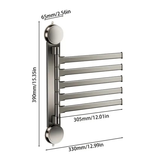 1-teiliger, Faltbarer Handtuchhalter Aus Aluminium – Flach, Ohne Bohren, Zur Platzsparenden Montage Per Saugnapf.