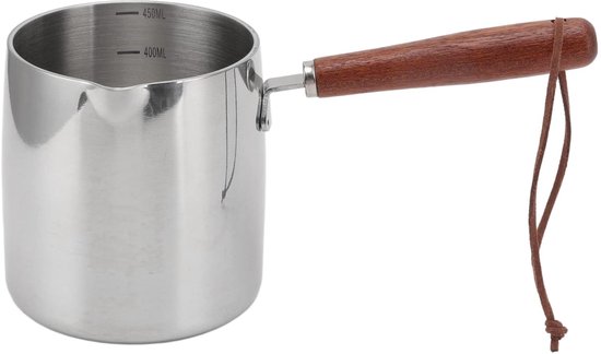 Dailygoods Edelstahl Kochtopf 450 Ml Antihaftbeschichtung Butterwärmer Holzgriff Doppelausgießer Langlebig Butterpfanne