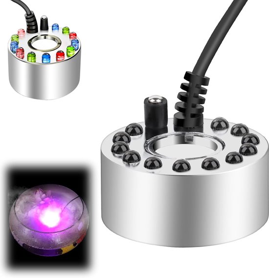Ultraschall-sprühgerät Mit Farbigen Led-leuchten Und Wasserstandsüberwachung, Hoher Sprühmenge, Inklusive Netzteil Für Teichbrunnen Und Dekorationsbrunnen