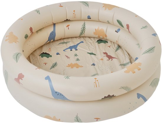 Aufblasbares Rundes Kinderbecken 90 Cm Mit Niedlichem Dinosaurier-motiv 2 Luftringen Sicheres Pvc-planschbecken Für Kleinkinder Für Drinnen Und