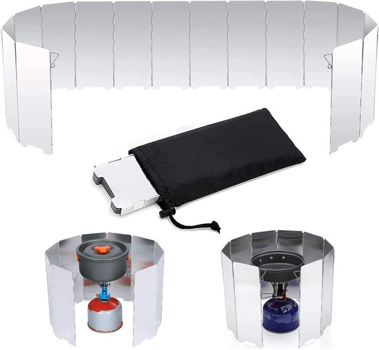 Faltbarer, Ultraleichter Windschutz Aus Aluminium 16 Paneele Camping, Wandern Tragbar Und Winddicht