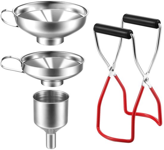 Set Mit 4 Trichtern Edelstahl Weitöffnungstrichter, Zum Umfüllen Von Marmelade, Granulaten Und Flüssigkeiten (einschließlich 1 Rutschfester Klemm