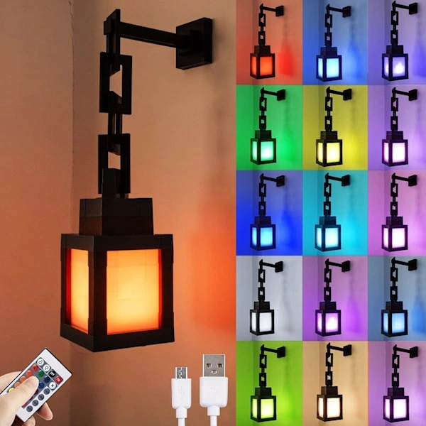 Pixel-nachtlicht – 16-farbige Rgb-fernbedienung, Usb-ladefunktion, Rollenspiel-nachttischlampe, Perfekt Für Schlafzimmer Und Spielzimmer – Fm-radio