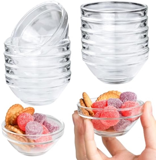 Set Mit 10 Kleinen Glasschälchen – Stapelbare Schalen Für Saucen, Dips Und Zutaten